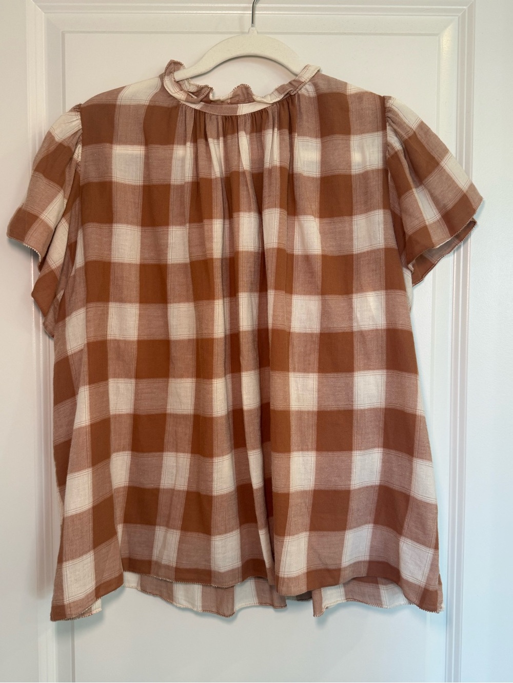Birds of Paradise Trovata Carla High Neck Plaid Light Flannel Blouse